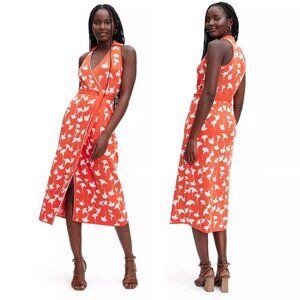 Diane von Furstenberg Ginkgo Cherry Tomato Sweaterknit Midi Wrap Dress